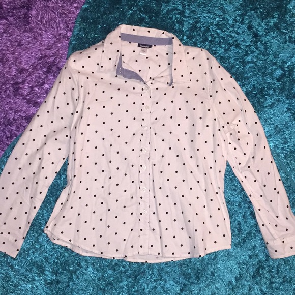 Basic Editions Tops - Basic Editions polka dots button down top